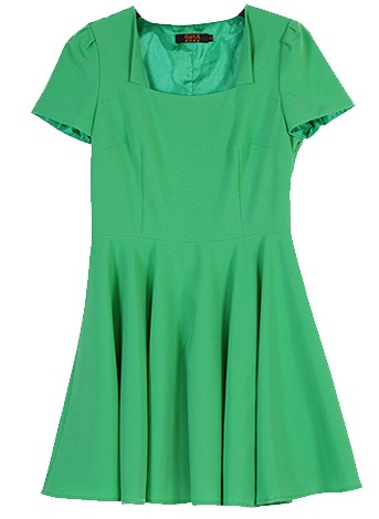 Women dress green color short sleeve - Click Image to Close